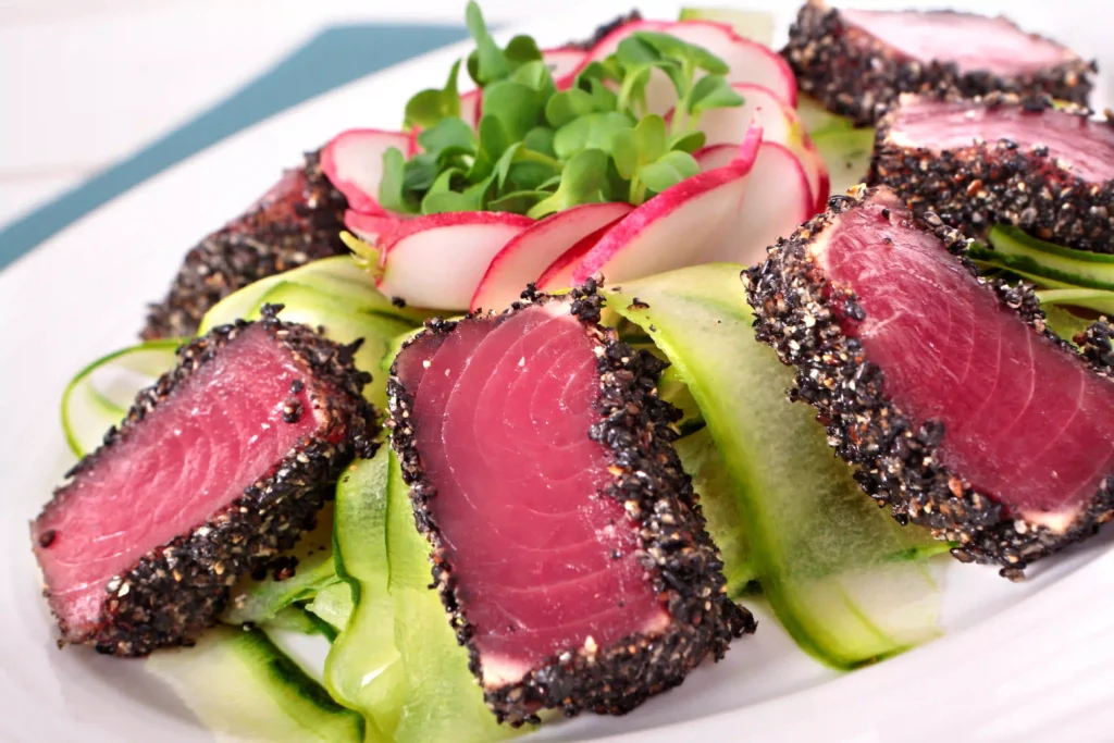 Sliced Tuna with salad