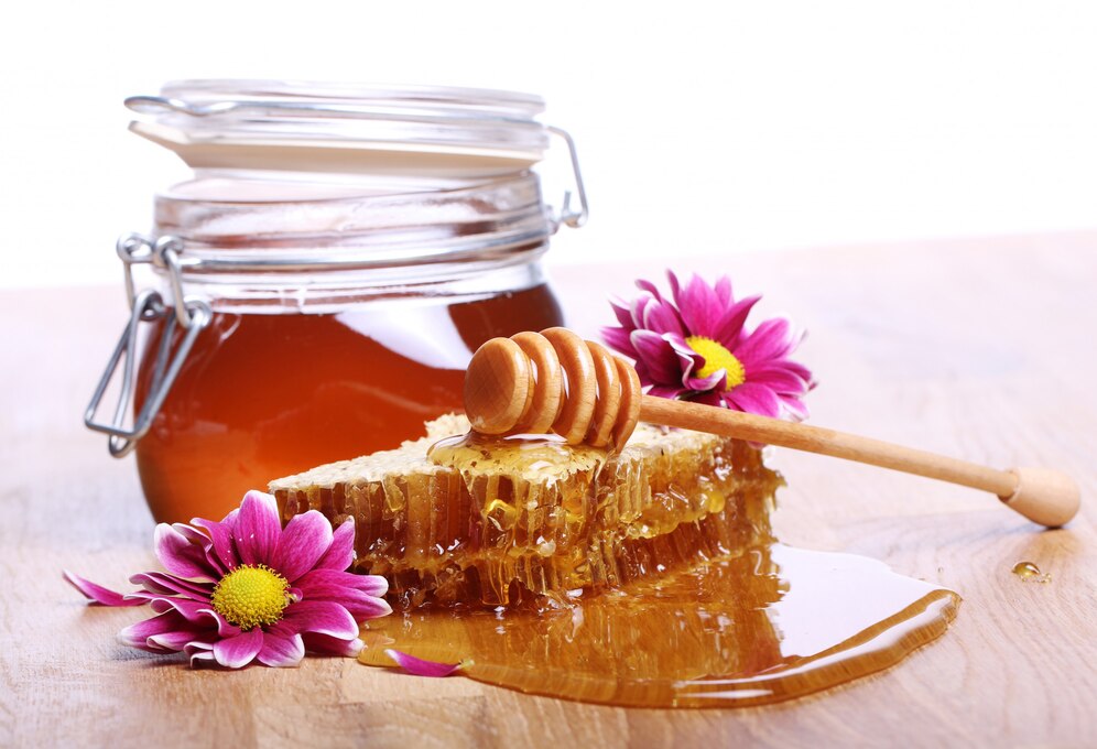 Honey wooden table.